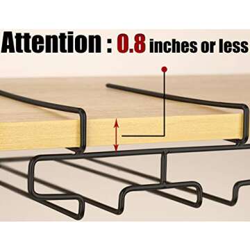 bafvt Wine Glass Holder - Stemware Rack Under Cabinet - Hanger Storage Shelf, Fit for The Cabinet 0.8“ or Less (black, 2 Rows)