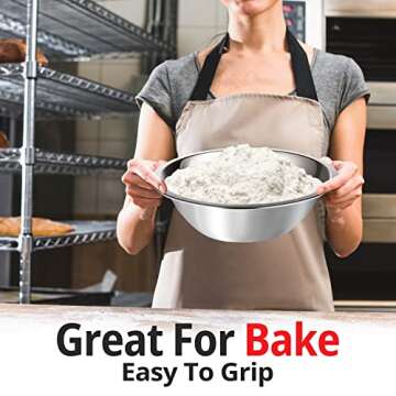 Culigrade Stainless Steel Mixing Bowl Set of 6-0.75, 1.5, 3, 4, 5, 8 Quart Sizes - Nesting, Durable, Easy to Clean, Ideal for Baking, Cooking, and Food Prep