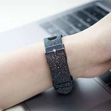EurCross Glitter Bands Compatible with Apple Watch Band 42mm 44mm, Girls Women Shiny Sparkle Bling Heart Watch Strap Adjustable Wristbands Compatible with iWatch Series 6 SE 5 4 3 2 1(Black)