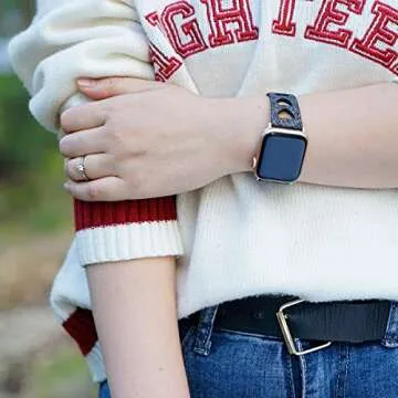 EurCross Glitter Bands Compatible with Apple Watch Band 42mm 44mm, Girls Women Shiny Sparkle Bling Heart Watch Strap Adjustable Wristbands Compatible with iWatch Series 6 SE 5 4 3 2 1(Black)