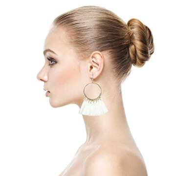 Unijew 9 Pairs Tassel Hoop Earrings