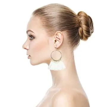 Unijew 9 Pairs Tassel Hoop Earrings
