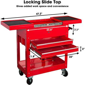 TCE Tool Cabinet Cart - 350 LBs Capacity, Black