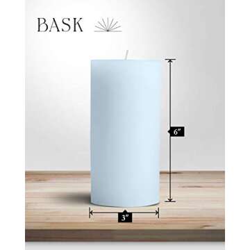 Mottled Pillar Candles by Bask - Set of 6-3" x 6" Dripless Unscented Candles in Light Blue for Home ...