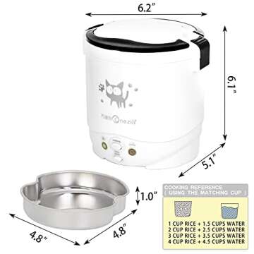 Multi-Function (Cooking, Heating, Keeping warm) Mini Travel Rice Cooker 12V For Car and Truck(12v white)