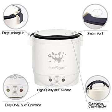 Multi-Function (Cooking, Heating, Keeping warm) Mini Travel Rice Cooker 12V For Car and Truck(12v white)