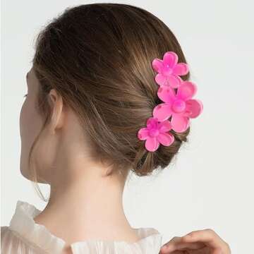 Kistreao Summer Floral Hair Clip, Hawaiian Flower Claw Clip for Women and Girls, Tropical Hair Acces...