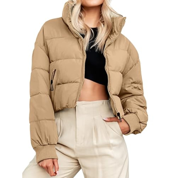 Trendy MEROKEETY Women's Cropped Puffer Jacket for Winter