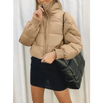 Trendy MEROKEETY Women's Cropped Puffer Jacket for Winter