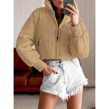 Trendy MEROKEETY Women's Cropped Puffer Jacket for Winter