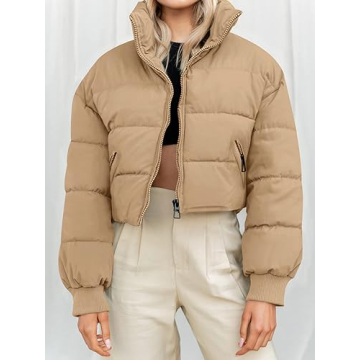 Trendy MEROKEETY Women's Cropped Puffer Jacket for Winter