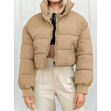 Trendy MEROKEETY Women's Cropped Puffer Jacket for Winter