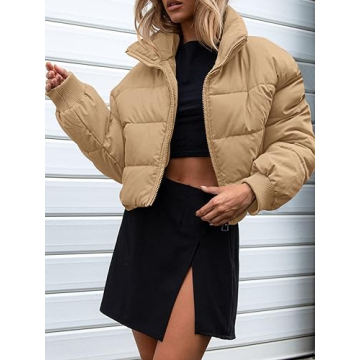 Trendy MEROKEETY Women's Cropped Puffer Jacket for Winter