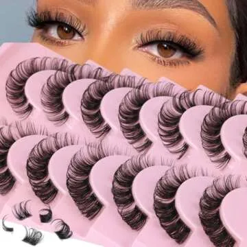 D Curl Clusters Lashes Natural Russian Strip Eyelashes Extensions Fluffy Wispy Faux Mink Lashes Extension Individual DIY Lash Pack 7 Pairs (70 Clusters Eye Lashes)