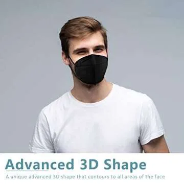 ChiSip KN95 Face Mask 20 Pcs, 5-Ply Cup Dust Safety Masks, Breathable Protection Masks Against PM2.5 for Men & Women, Black