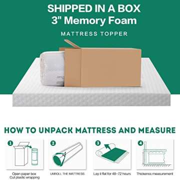 CottonHouse Cool Gel 3 Inch Memory Foam Mattress Topper Queen Size,Aviation Grade Material,Removable Soft Cover, Comfort Body Support & Pressure Relief