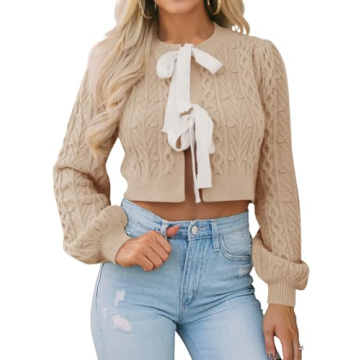 ZESICA Women's Stylish Tie Front Cardigan Sweater