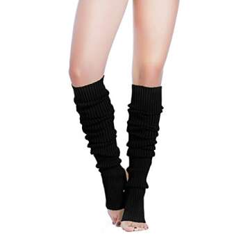 v28 Long Leg Warmer Women’s Men 80s Party Ribbed Knit Dance Sports, 71(bk+wh)