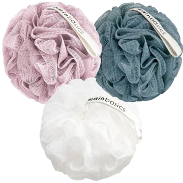 MainBasics Bath Loofah Sponge Pouf - Set of 3