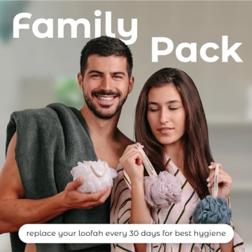 MainBasics Bath Loofah Sponge Pouf - Set of 3