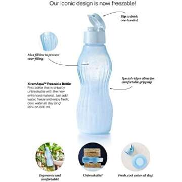 Tupperware ECO XtremAqua Freezable 29 oz Water Bottle - BPA Free & Unbreakable