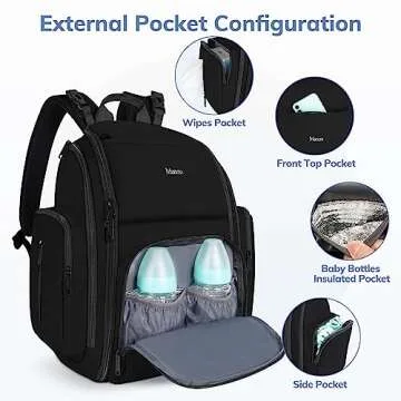 Backpack Diaper Bag, Waterproof Boy Travel Bag for Dad and Men, Large Multi-Function, Many Pockets, Lightweight, Stylish Diaper Backpack, Black