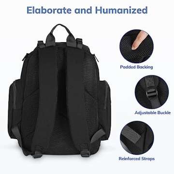 Backpack Diaper Bag, Waterproof Boy Travel Bag for Dad and Men, Large Multi-Function, Many Pockets, Lightweight, Stylish Diaper Backpack, Black