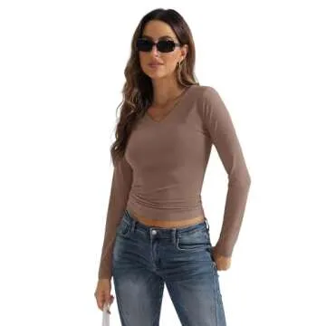 SUNBS Women's Long Sleeve Crop Tops for Fall 2025