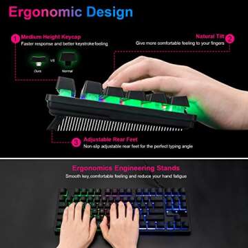 CHONCHOW 87-Key RGB Gaming Keyboard - Compact & Affordable