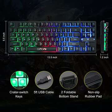 CHONCHOW 87-Key RGB Gaming Keyboard - Compact & Affordable