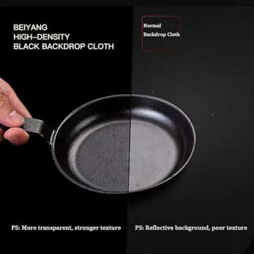 5 x 10 FT Photography Backdrop Black, High Density Fabric Photo Screen Cloth for Photoshoot, Non-Reflective Photo Studio Background for Food Product Shooting Props, BEIYANG