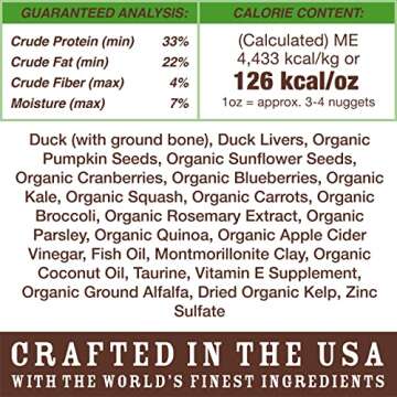 Primal Freeze Dried Cat Food Nuggets Duck; Complete & Balanced Meal or Topper; Premium, Healthy, Grain Free, High Protein Raw Cat Food with Probiotics (5.5 oz)