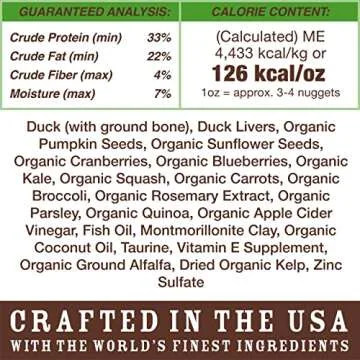 Primal Freeze Dried Cat Food Nuggets Duck; Complete & Balanced Meal or Topper; Premium, Healthy, Grain Free, High Protein Raw Cat Food with Probiotics (5.5 oz)