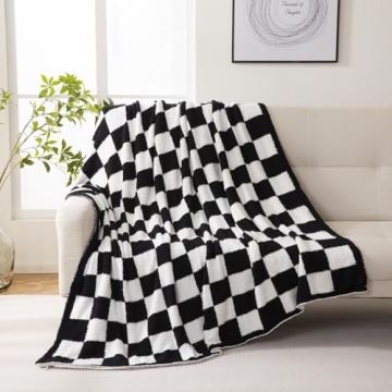 YIRUIO Throw Blankets Checkerboard Grid Chessboard Gingham Warmer Comfort Reversible Shaggy Cozy Dec...
