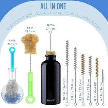 Versatile 9-Piece Bottle Brush Cleaning Set for All Needs