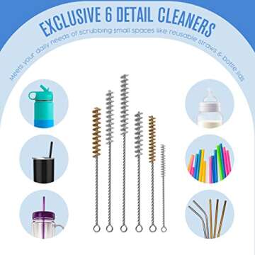 Bottle Brushes, Water Bottle Cleaner, Bottle Brush Set, Hydroflask Cleaning Kit, Glass Bottle Cleaner, Cup Cleaner Brush, Straw Brush, Bottle Washer Brush, Bottle Scrubber, Bottle Cleaning Brush, 9PK