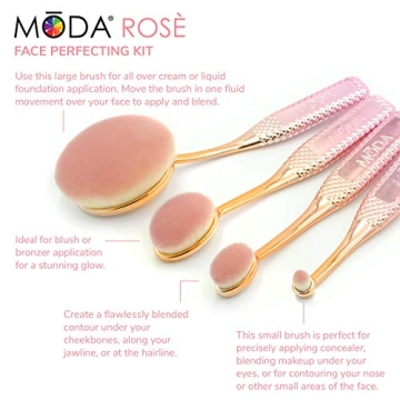 Moda Rose 4-Piece Makeup Brush Set Flawless Application