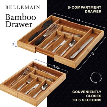 Bellemain Expandable Bamboo Drawer Organizer for Kitchen and Office