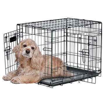 Precision Pet Products Two Door Provalue Wire Dog Crate, 24 Inch, For Pets 15-30 lbs, With 5-Point L...