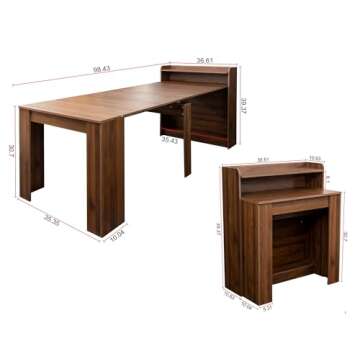 kevinplus 98.4'' Extendable Wood Dining Table with Storage for 6-10, Modern Rectangle Multifunctiona...