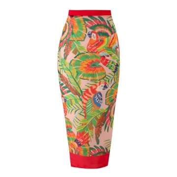 ODASDO Women's One Piece Swimsuit with Beach Cover Ups Wrap Skirt Sarong Retro Floral Print One Shoulder Bodysuit Monokini Two Piece Bathing Suit Tummy Control Swimwear Beachwear Red Flower XL