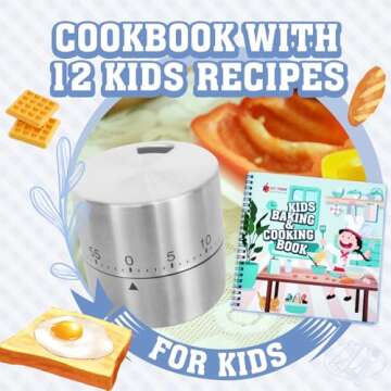 JoyTown Kids Cooking and Baking Set with Storage Case – Real Cooking Supplies with Cookbook, Knives, Timer, Kids Baking Kit for Girls & Boys – Complete Utensils Accessories with Chef Apron & Hat
