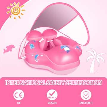 LAYCOL Baby Swimming Float with UPF50+ Sun Canopy Baby Floats for Pool No Flip Overbaby Pool for Baby Age of 3-36 Months