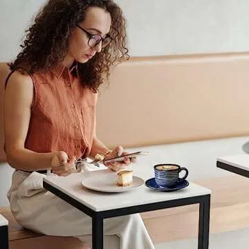 Hasense Tea Cups and Saucers, 8 oz Cappuccino Cups Set of 6, Porcelain Espresso Cup with Handle for Coffee Drink, Cappuccino, Latte, Cafe Macha and Tea - Navy Blue