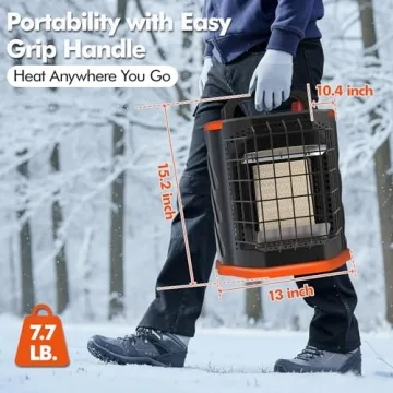 Fitfirst Portable Propane Heater - 9000 BTU Outdoor Tent Heater for Camping, 2 Heat Settings & Tip-Over/ODS Protection, Essential for Patio, RV, Garage, Ice Fishing, Hunting, Power Outage