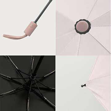 BAODINI Small UV Protection Travel Umbrella Compact for Rain and Sun UPF 50+ Windproof Portable 42 inch Umbrella for Women and Men