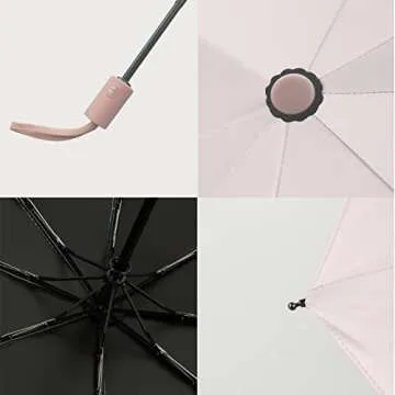 BAODINI Small UV Protection Travel Umbrella Compact for Rain and Sun UPF 50+ Windproof Portable 42 inch Umbrella for Women and Men