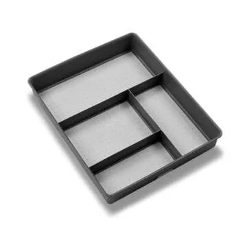 Madesmart Classic 4-Compartment Drawer Organizer Gadget Tray, Plastic Multipurpose Storage Bin for Drawers, Granite
