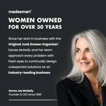 Madesmart Classic 4-Compartment Drawer Organizer Gadget Tray, Plastic Multipurpose Storage Bin for Drawers, Granite