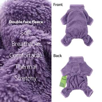 Fitwarm Dog Fuzzy Fleece Pajamas, Dog Winter Clothes for Small Dogs Girl, Pet Jumpsuit, Doggy Apparel, Purple, Medium